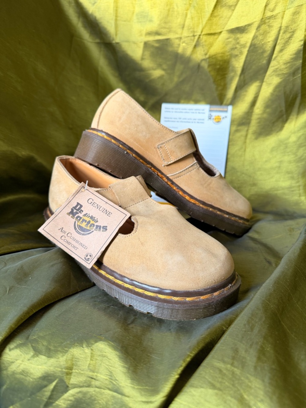 VINTAGE Deadstock Dr.Martens L314 Mustard Yellow Nubuck T-Bar Mary Janes MIE NWT - Picture 3 of 8